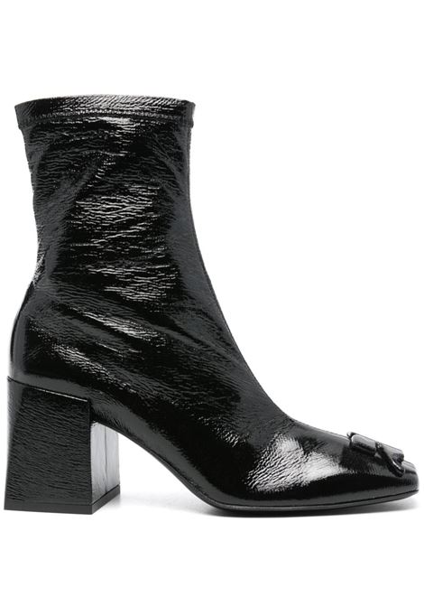 Black logo-appliqu? patent leather boots Courr?ges - women 