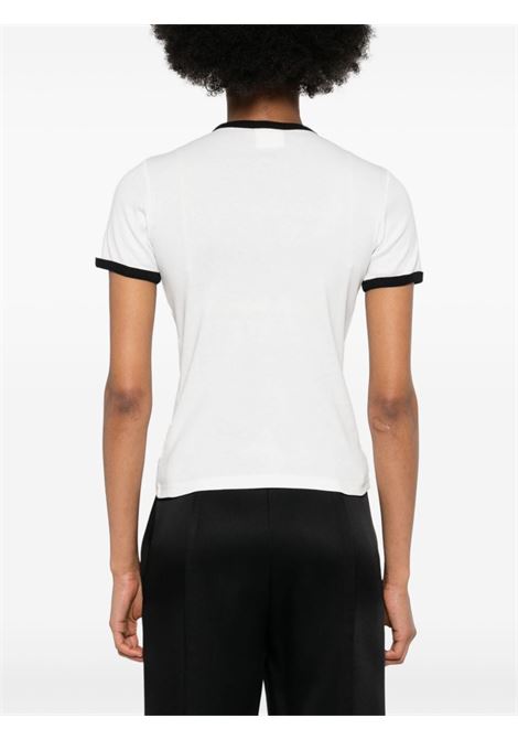 T-shirt con bordo a contrasto in bianco e nero Courrèges - donna COURRÈGES | VESJTS017JS00700098