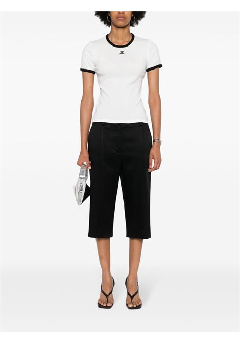 T-shirt con bordo a contrasto in bianco e nero Courrèges - donna COURRÈGES | VESJTS017JS00700098