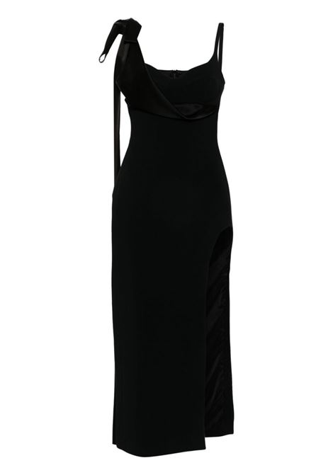 Black satin-bow midi dress David Koma - women DAVID KOMA | Dresses | PF24DK10DABLK