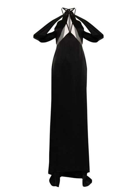 Black tulle-detail satin gown David Koma - women DAVID KOMA | Dresses | PF24DK24DLABLK