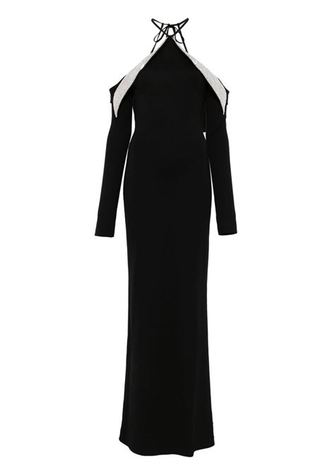 Black crystal-embellished off-shoulder gown David Koma - women