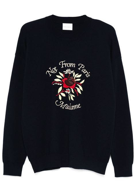 Blue embroidered-slogan sweater Dr?le de monsieur - men