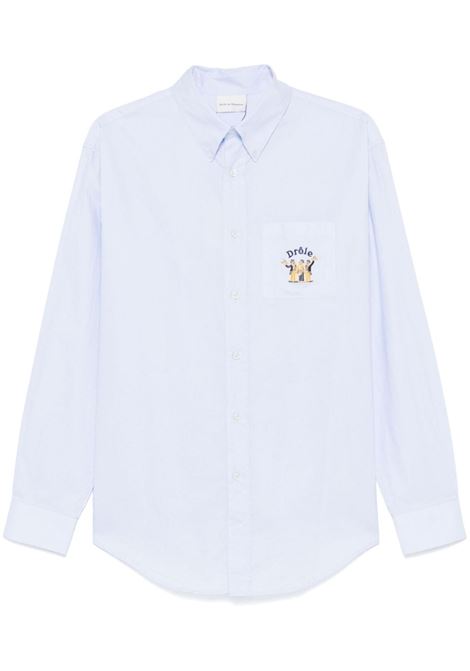 Light blue logo-embroidered shirt Dr?le de monsieur - men