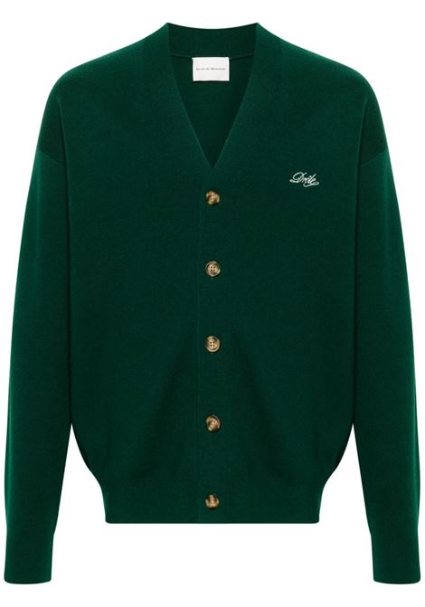 Green embroidered-logo knitted cardigan Dr?le De Monsieur - men DRÔLE DE MONSIEUR | PERMCA123WO007DGN