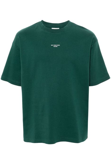 T-shirt con stampa in verde di Drôle De Monsieur - uomo DRÔLE DE MONSIEUR | PERMTS202CO002DGN