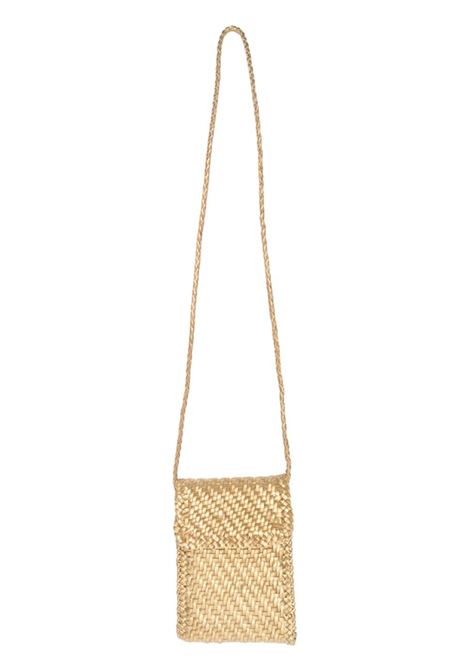 Gold interwoven-design phone-case bag - women