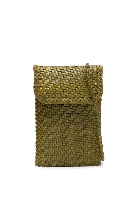 Green interwoven-design phone-case bag - women