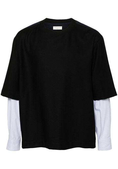 T-shirt a maniche lunghe corrow in bianco e nero Dries Van Noten - uomo DRIES VAN NOTEN | T-shirt | 2420207469261900