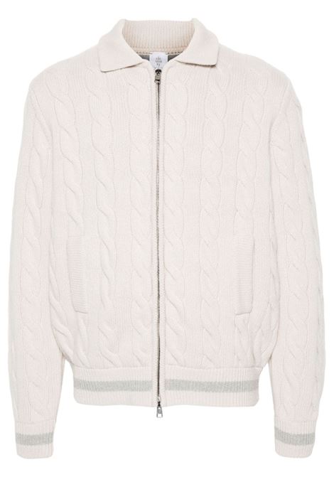 White chunky cable-knit zip up cardigan Eleventy - men