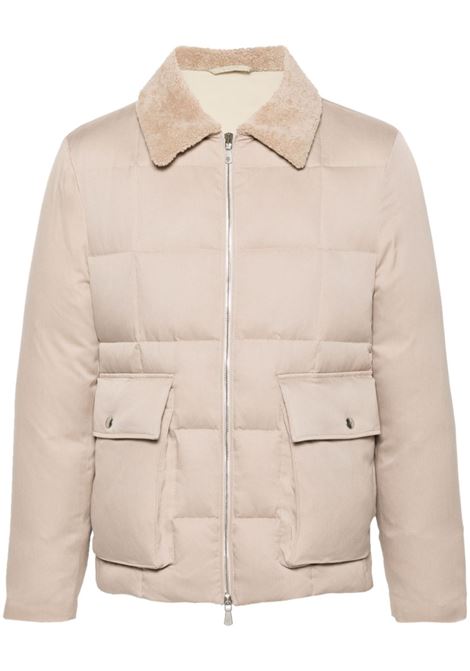 Beige silk pocket detail puffer jacket Eleventy - men