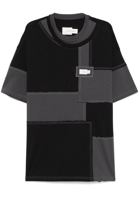 T-shirt con design patchwork in nero e grigio Feng chen wang - uomo