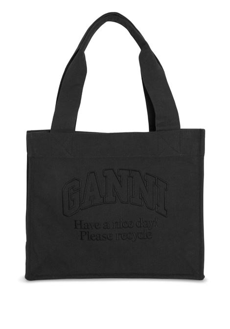 Black logo-embroidered shoulder bag  Ganni - women GANNI | A5577252