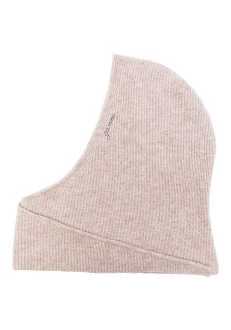 Almond milk logo-embroidered ribbed balaclava Ganni - women GANNI | A5983859