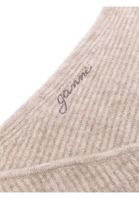 Almond milk logo-embroidered ribbed balaclava Ganni - women GANNI | A5983859