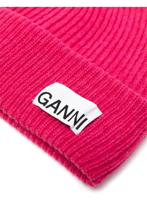 Fucsia ribbed-knit beanie Ganni - women GANNI | A5984266