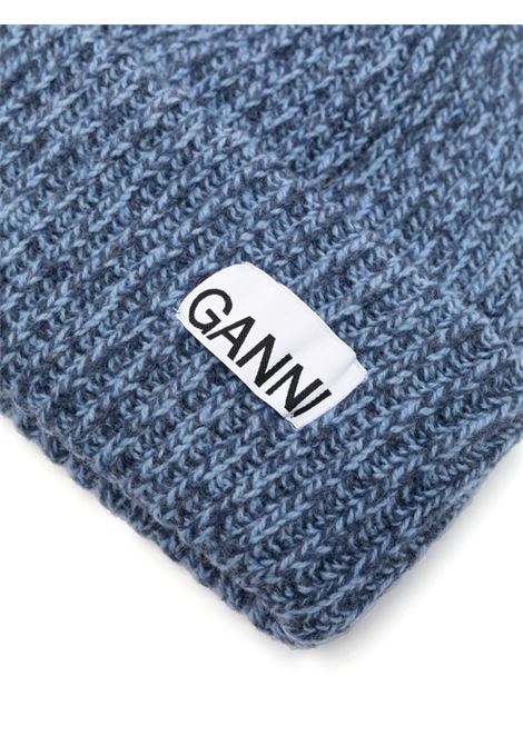 Blue ribbed-knit beanie Ganni - women GANNI | A6051683