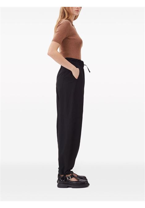 Black drawstring-waist trousers Ganni - women GANNI | F8929099
