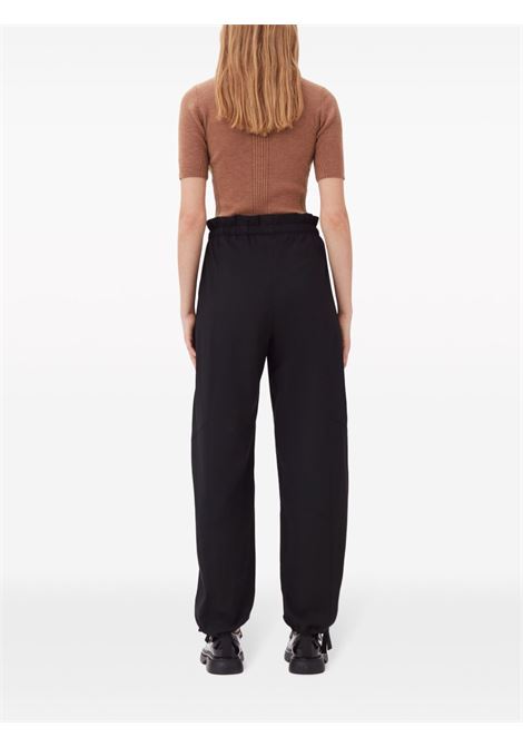 Black drawstring-waist trousers Ganni - women GANNI | F8929099