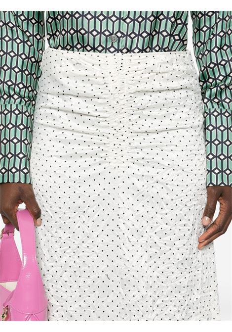 White crinkled A-line midi skirt Ganni - women GANNI | F9188135