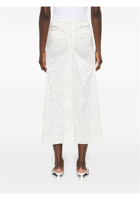 White crinkled A-line midi skirt Ganni - women GANNI | F9188135