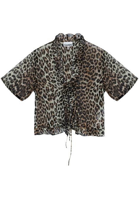 Blusa con stampa leopardata Ganni - donna GANNI | F9197943