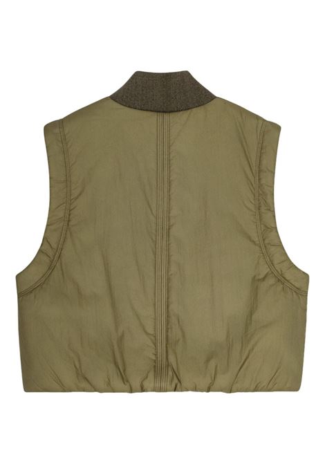 Military green quilted cropped vest Ganni - women GANNI | F9208861