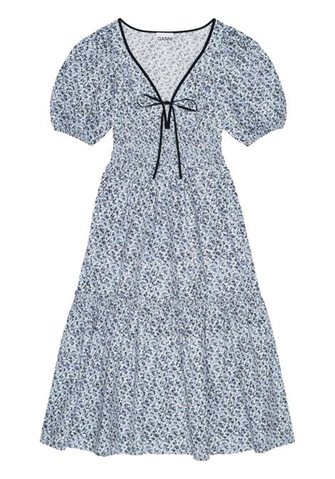 Blue printed V-neck maxi dress Ganni - women GANNI | F9231561