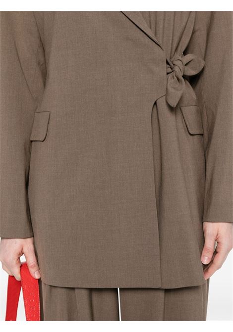 Brown knot-belt wrap blazer Ganni - women GANNI | F9278886