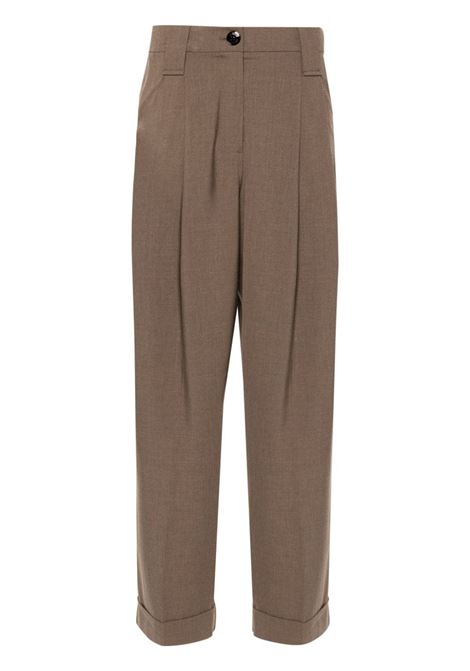 Pantaloni affusolati con pieghe in marrone di Ganni - donna GANNI | F9279886