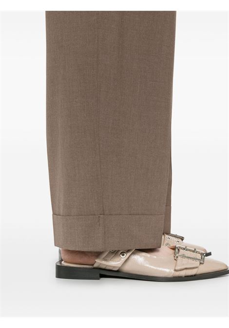 Brown pleated tapered trousers Ganni - women GANNI | F9279886