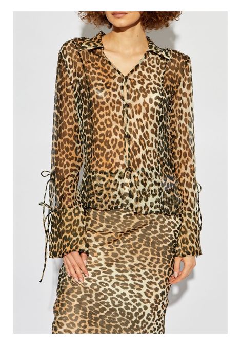 Blusa con stampa leopardata Ganni - donna GANNI | F9305859