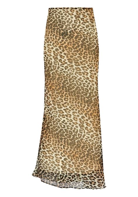 Brown animalier-print maxi skirt Ganni - women GANNI | F9306859