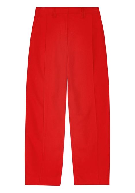 Red pleated wide-leg trousers Ganni - women GANNI | F9391396