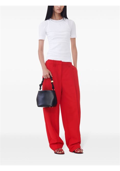 Pantaloni a gamba ampia con pieghe in rosso Ganni - donna GANNI | F9391396