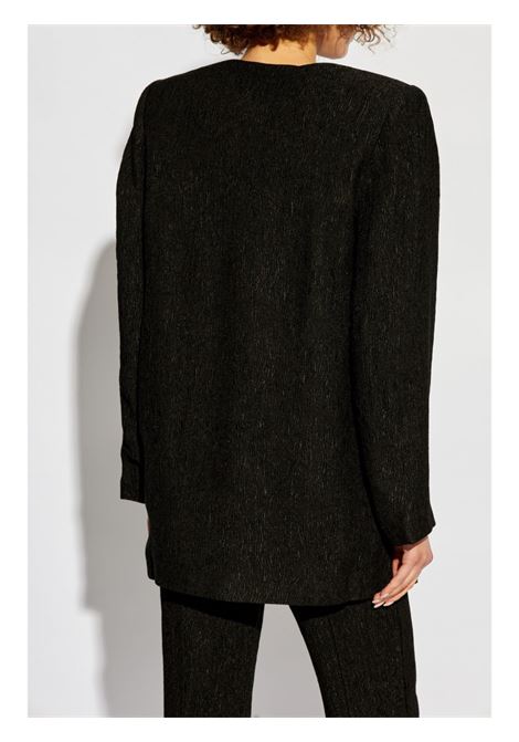 Black textured collarless jacket Ganni - women GANNI | F9395099