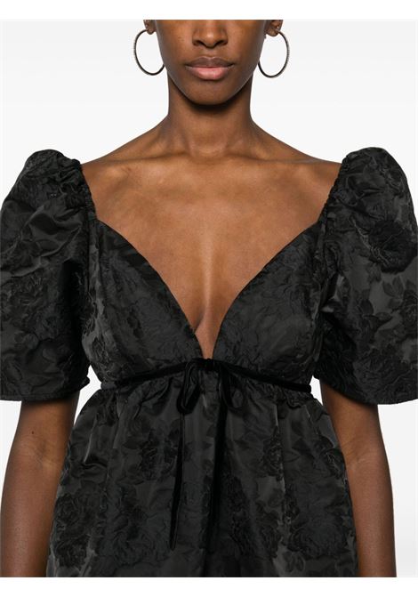 Black floral-jacquard tulip dress Ganni - women GANNI | F9652099