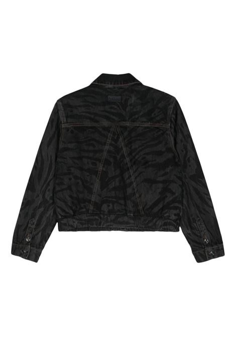 Black zebra-print denim jacket Ganni - women GANNI | J1484099