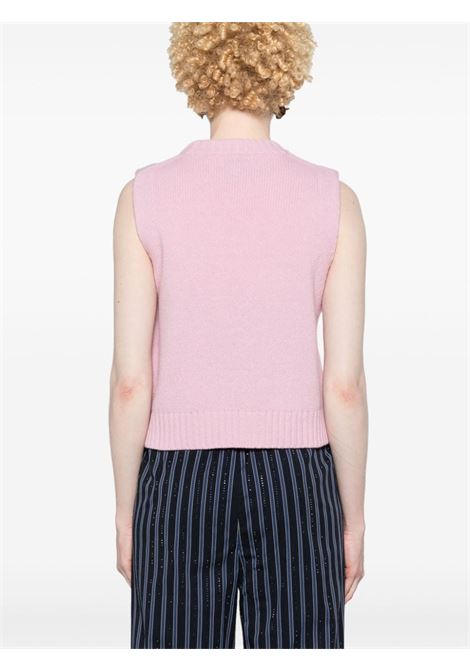 Pink wool glittery-logo sleeveless vest Ganni - women GANNI | K2217392