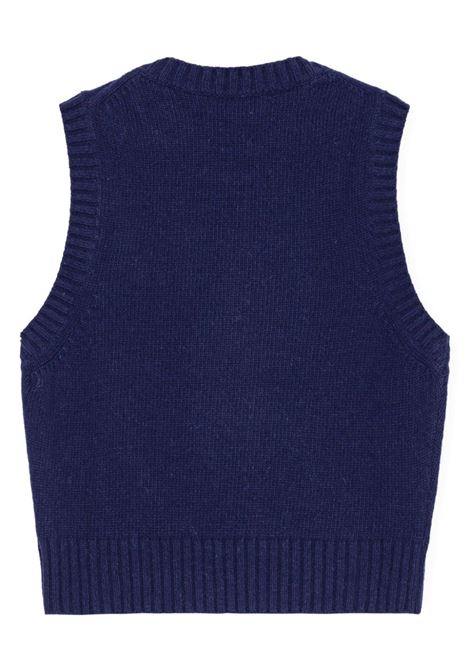 Blue wool heart-intarsia sleveless top Ganni - women GANNI | K2219683