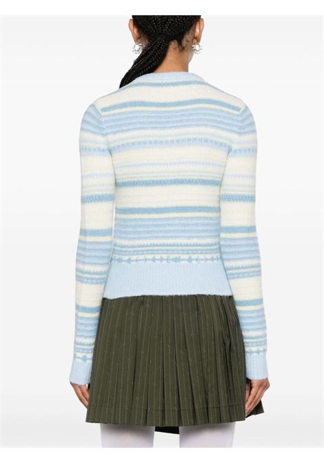 Cardigan a righe in lana in bianco e azzurro Ganni - donna GANNI | K2257271