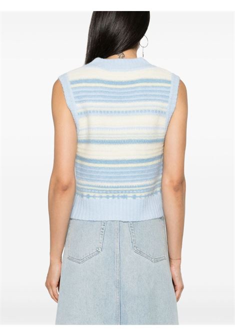 White and blue alpaca wool striped sleeveless vest Ganni - women GANNI | K2258271