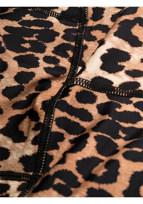 Leggings a vita alta leopardati in marrone - donna GANNI | T3486943
