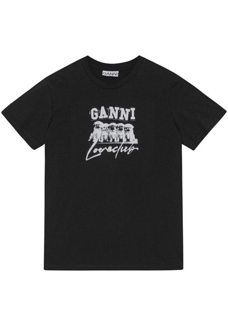 Black logo-print T-shirt GANNI - women GANNI | T3924099