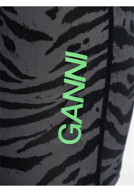 Grey animalier-print high-waisted shorts Ganni - women GANNI | T3964252