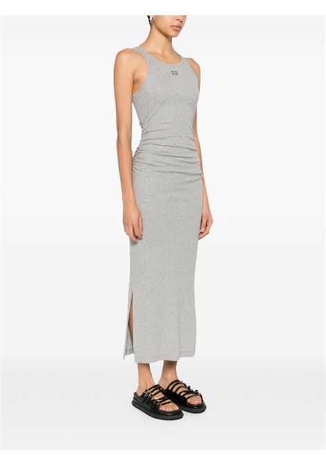 Grey fine-ribbed midi dress Ganni - women GANNI | T4011921