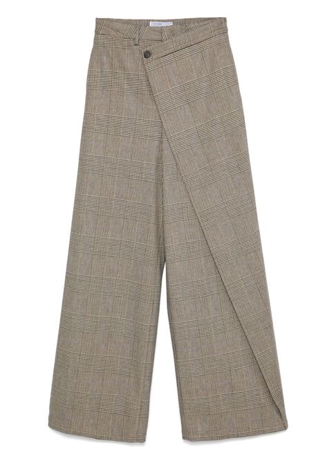 Pantaloni con dettaglio a strati in pied-de-poule in marrone Giuseppe Di Morabito - donna GIUSEPPE DI MORABITO | Pantaloni | 03FWPA1030336427