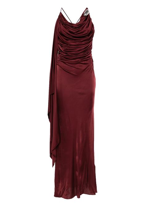 Burgundy brooch-detail draped long dress Giuseppe Di Morabito - women GIUSEPPE DI MORABITO | Dresses | 03PFLD1200331520