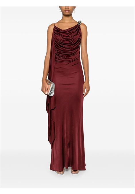 Burgundy brooch-detail draped long dress Giuseppe Di Morabito - women GIUSEPPE DI MORABITO | 03PFLD1200331520