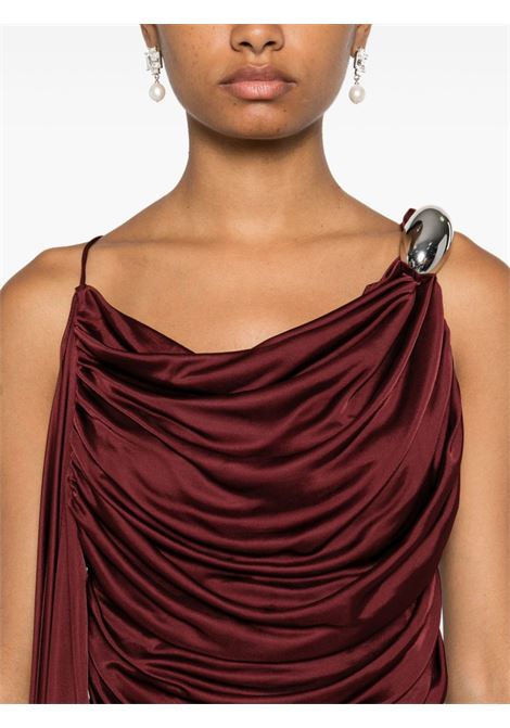 Burgundy brooch-detail draped long dress Giuseppe Di Morabito - women GIUSEPPE DI MORABITO | 03PFLD1200331520